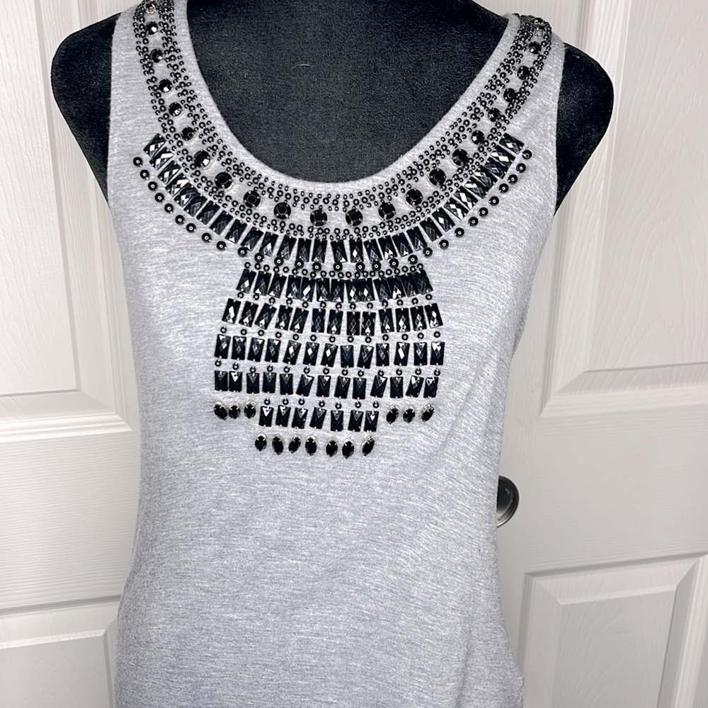 Twentyone size Large. Gray beaded tank top.